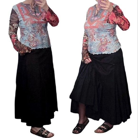 Y2K Colorful Floral Paisley Rhinstone Fairycore Grunge Mesh Sleeve Top Medium - Picture 4 of 14